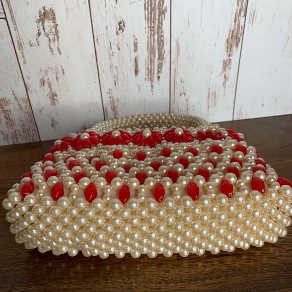 Vintage Small Beaded Handbag Floral Purse - Picture 3 of 4